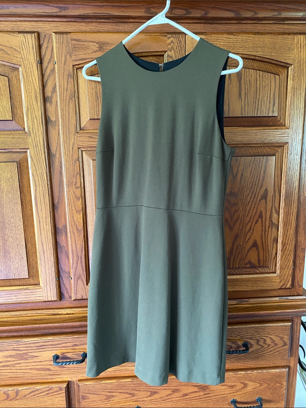 Women's Olive Green Sleeveless A-Line Dress